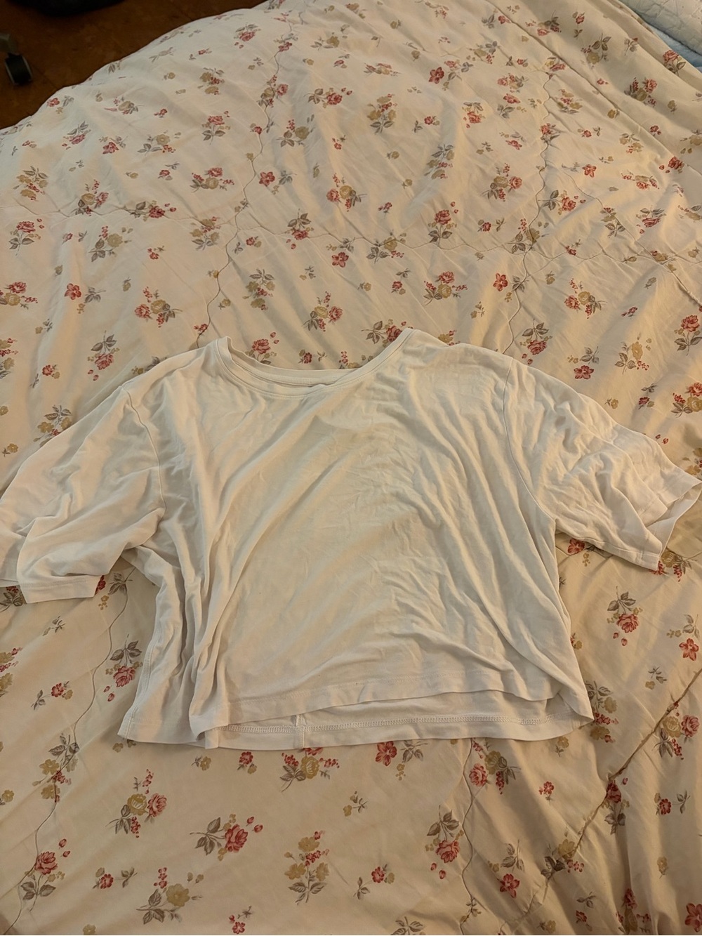 Babaton White Cropped Crewneck Tee - Heavy Cotton Blend